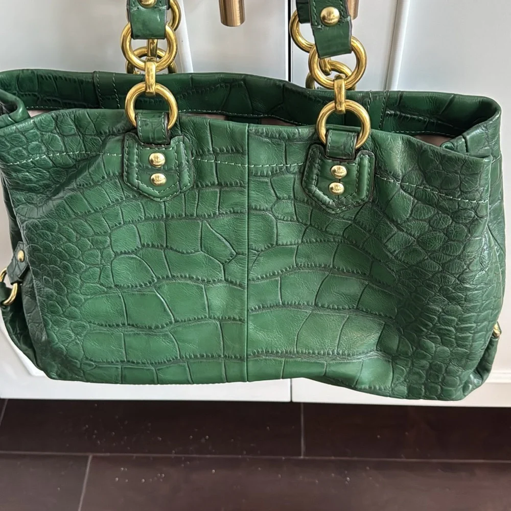 BEAUTIFUL DARK GREEN COACH HANDBAG - Picture 3 of 6